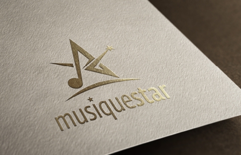 Logo wall and gold print mockup