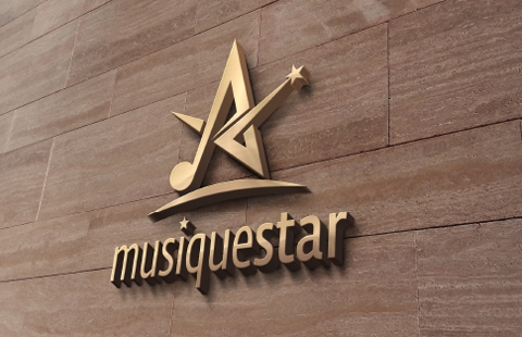 Logo wall and gold print mockup